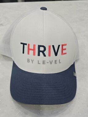 THRIVE BY LE-VE L Embroidered Trucker Hat - White & Navy